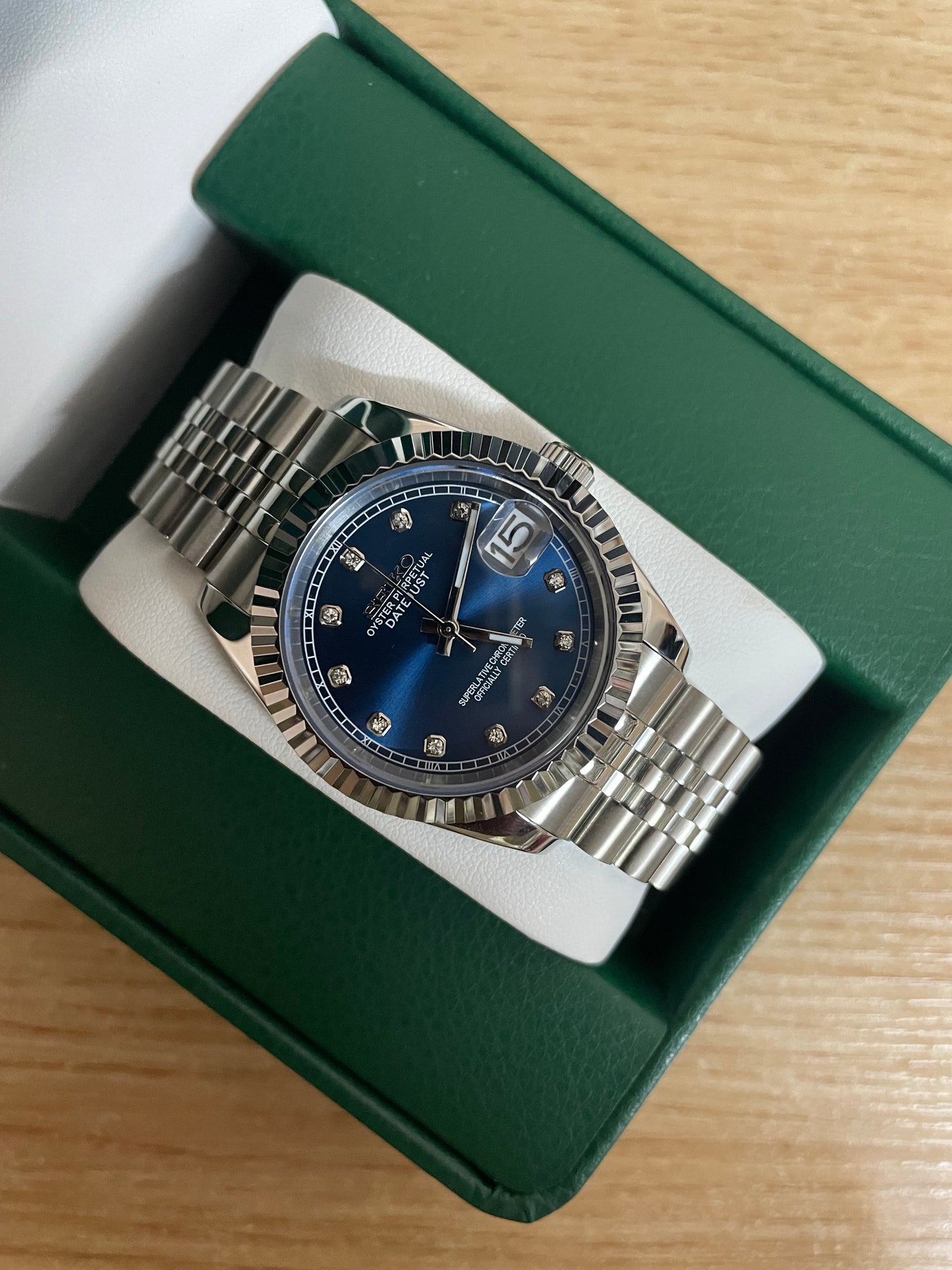 Seiko mod - Sapphire blue diamond style dial